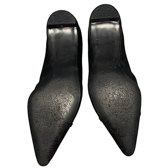 Banana Republic Satin Pointed Toe Flats with Velvet Bow Detail Black Size 6.5 - Picture 5 of 9